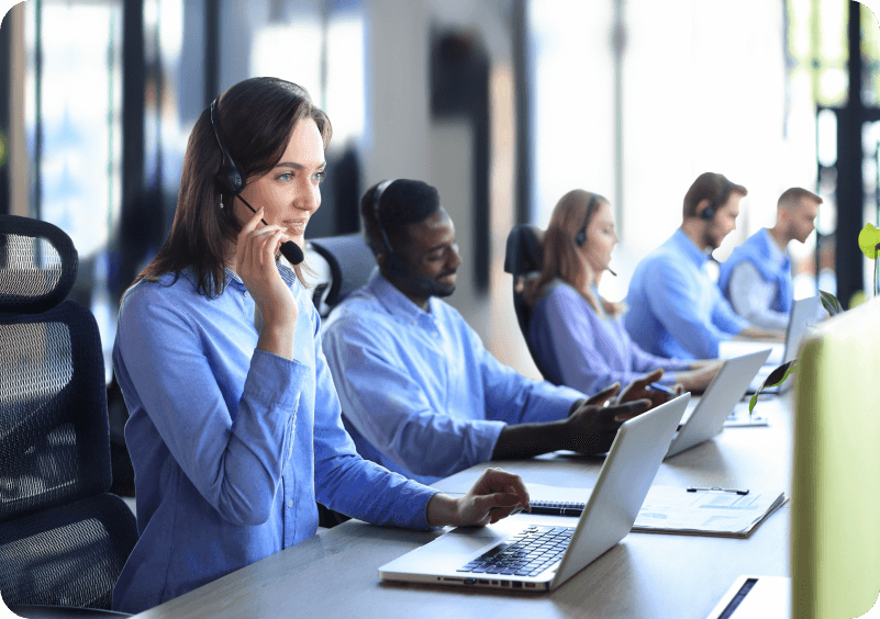 people working in a call center